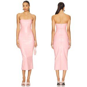 Miaou Lila Midi Dress in Candy Light Pink Latex Sexy Strapless